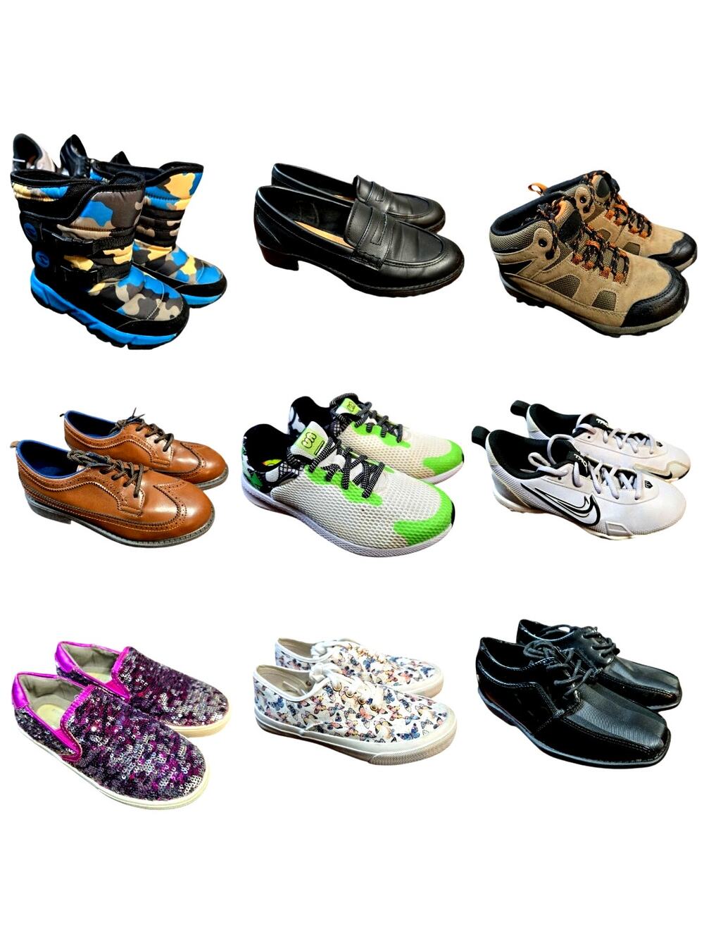 Bulk Boy's Girl's Shoe Lot of 9 Name Brand Wholesale Reseller ROI Children Nike